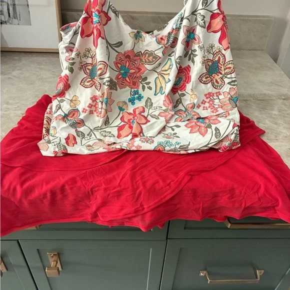 Coco Reef Floral Multicolor Swim Top with Red Bottom - Picture 1 of 4